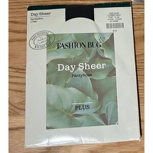 Fashion Bug Day Sheer Pantyhose‎ Plus Size 5X-6X Classic Navy Sandalfoot